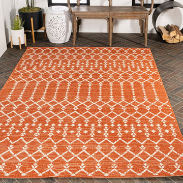 Ourika Moroccan Geometric Textured Weave Indoor/outdoor Rug